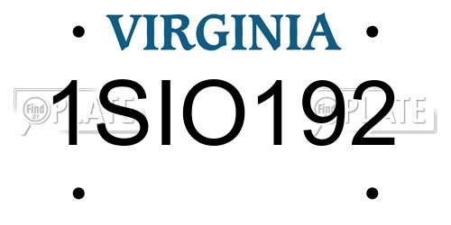 1SIO192 Virginia License Plate