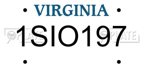 1SIO197 Virginia License Plate