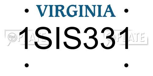 1SIS331 Virginia License Plate