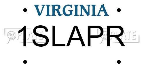1SLAPR Virginia License Plate