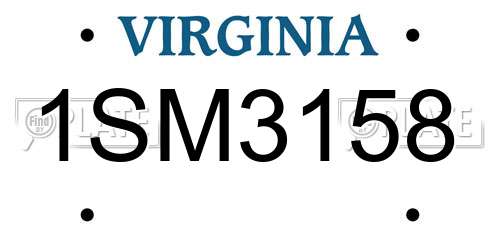 1SM3158 Virginia License Plate