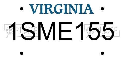 1SME155 Virginia License Plate