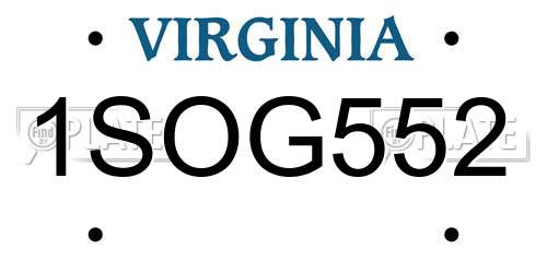 1SOG552 Virginia License Plate