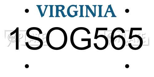 1SOG565 Virginia License Plate