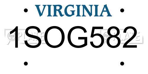 1SOG582 Virginia License Plate