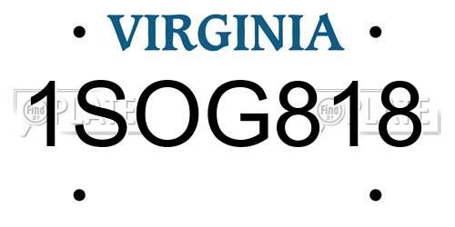 1SOG818 Virginia License Plate