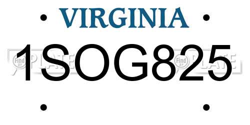 1SOG825 Virginia License Plate