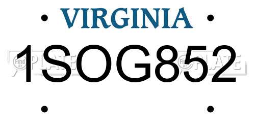 1SOG852 Virginia License Plate