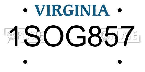 1SOG857 Virginia License Plate