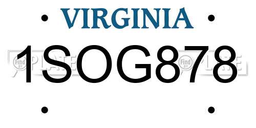 1SOG878 Virginia License Plate