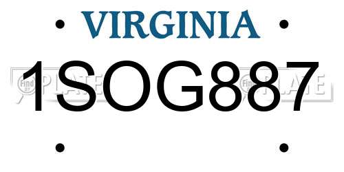 1SOG887 Virginia License Plate