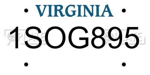 1SOG895 Virginia License Plate