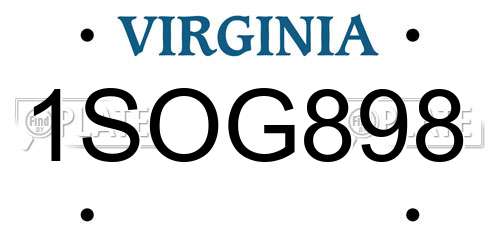 1SOG898 Virginia License Plate