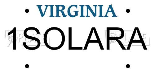 1SOLARA Virginia License Plate