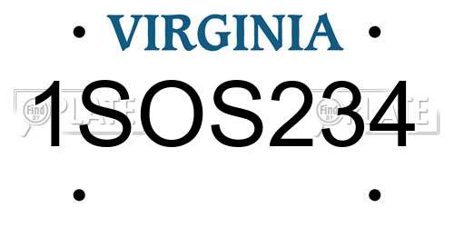 1SOS234 Virginia License Plate