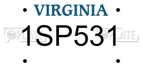 1SP531 Virginia License Plate