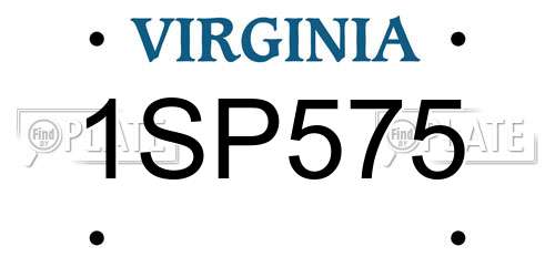 1SP575 Virginia License Plate