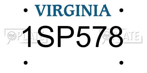 1SP578 Virginia License Plate