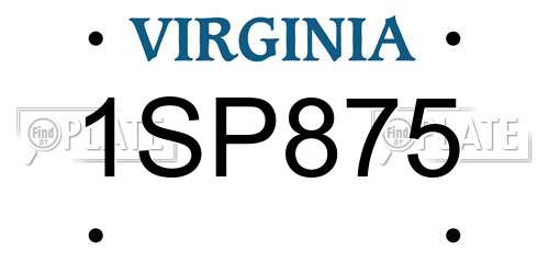 1SP875 Virginia License Plate