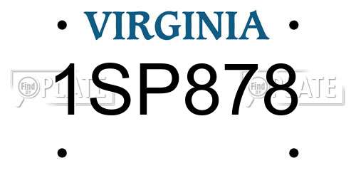 1SP878 Virginia License Plate
