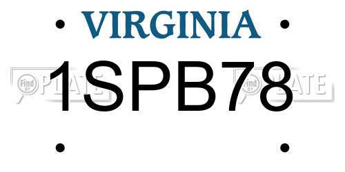 1SPB78 Virginia License Plate