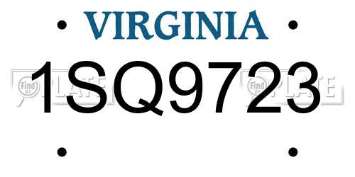 1SQ9723 Virginia License Plate