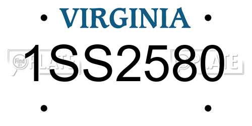 1SS2580 Virginia License Plate