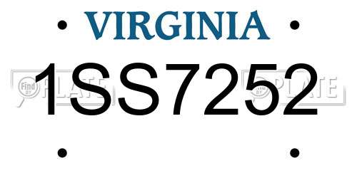 1SS7252 Virginia License Plate