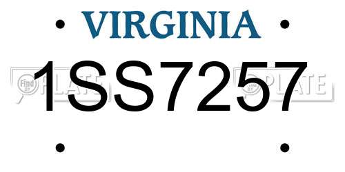 1SS7257 Virginia License Plate