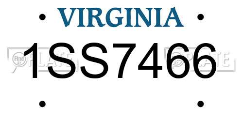 1SS7466 Virginia License Plate