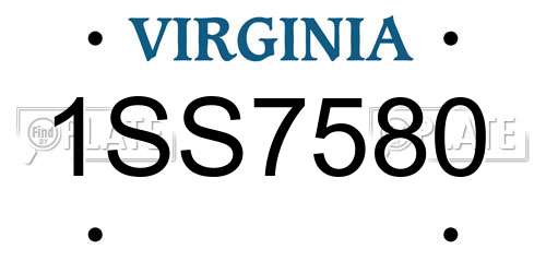 1SS7580 Virginia License Plate