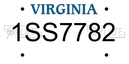 1SS7782 Virginia License Plate