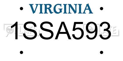 1SSA593 Virginia License Plate