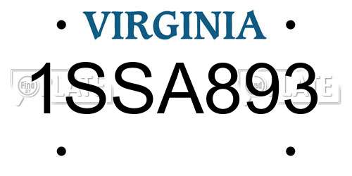 1SSA893 Virginia License Plate