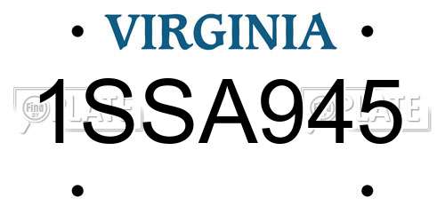 1SSA945 Virginia License Plate
