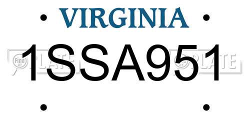 1SSA951 Virginia License Plate