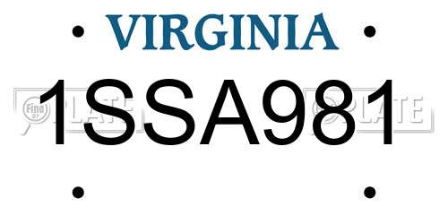 1SSA981 Virginia License Plate