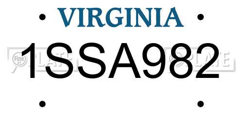 1SSA982 Virginia License Plate