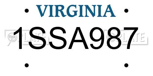 1SSA987 Virginia License Plate
