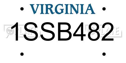 1SSB482 Virginia License Plate