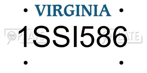 1SSI586 Virginia License Plate