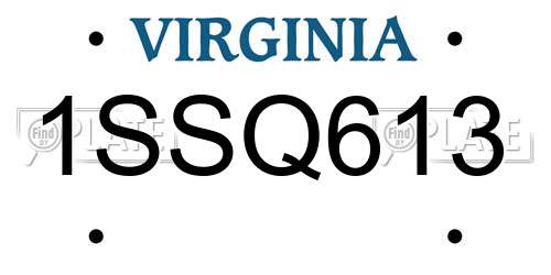 1SSQ613 Virginia License Plate