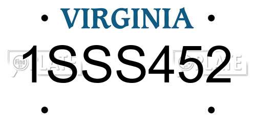 1SSS452 Virginia License Plate
