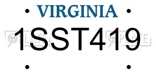 1SST419 Virginia License Plate