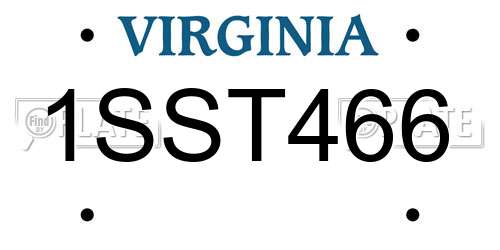 1SST466 Virginia License Plate