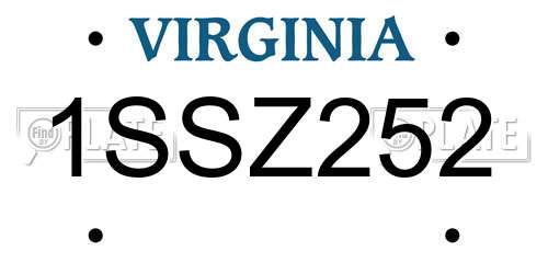 1SSZ252 Virginia License Plate