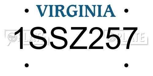 1SSZ257 Virginia License Plate