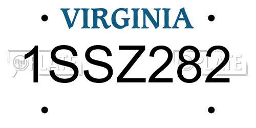 1SSZ282 Virginia License Plate