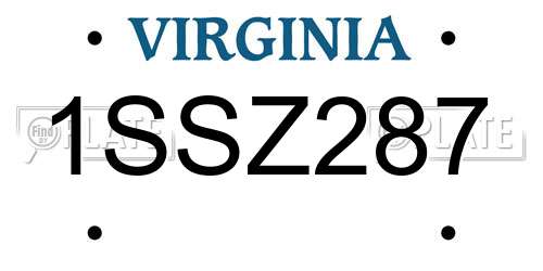 1SSZ287 Virginia License Plate