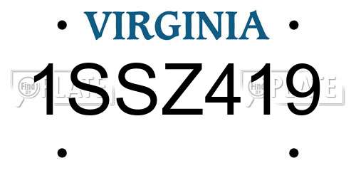 1SSZ419 Virginia License Plate